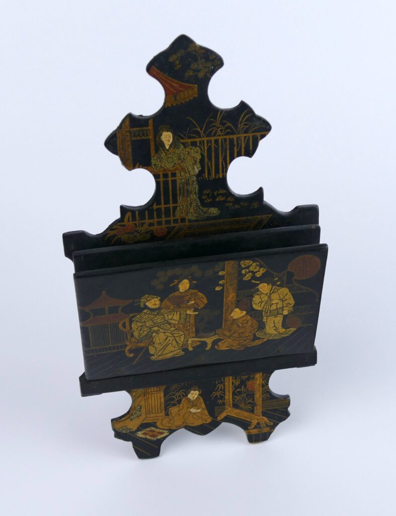 Black Lacquered Desk Letter Holder
