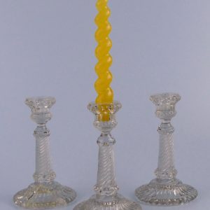 Trio of Genuine Antique Glass Candlesticks