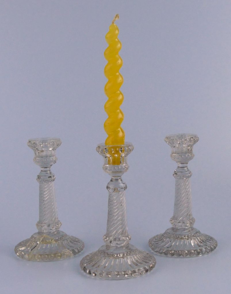 Trio of Glass Candlesticks