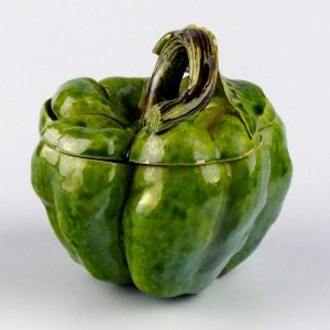 Victorian English Porcelain Model of a Green Pepper Box