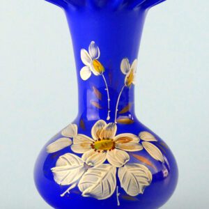 Hand-Painted Cobalt Blue Art Glass Vase