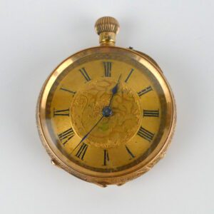 Victorian Solid-Gold Engraved Pendant/Pocket Watch, Roman-Numeral Dial