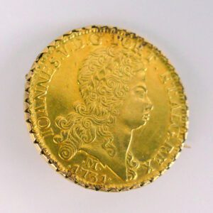Portuguese Gold Coin Medal Brooch João V 1731