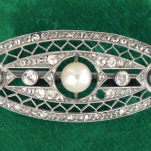 Oval Pearl Diamond Brooch