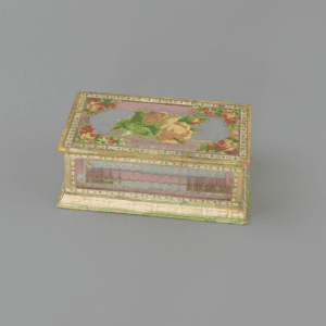 Antique Floral Glass Trinket Box with Mirrored Base