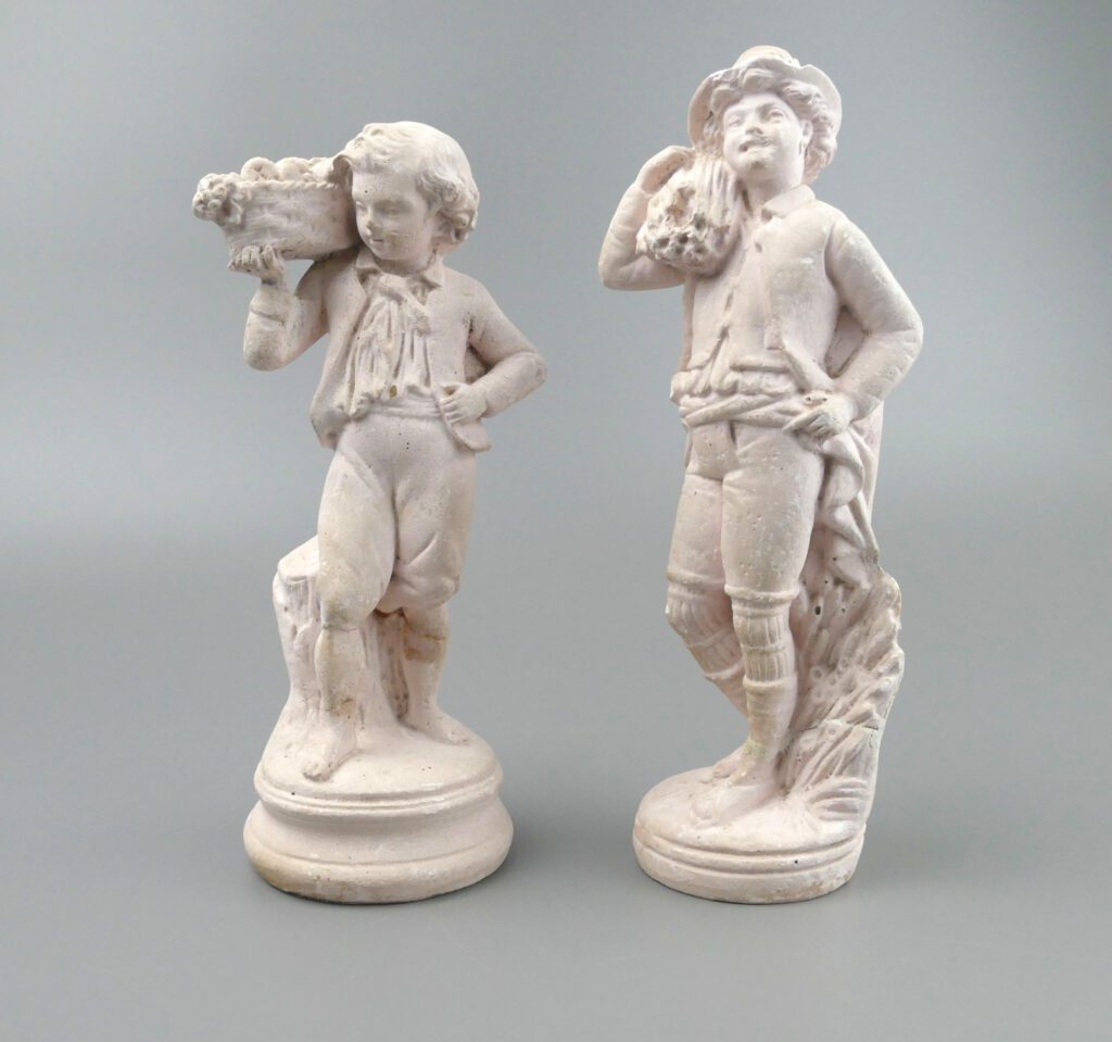 Pair of 1950s Chalkware Harvest Figurines