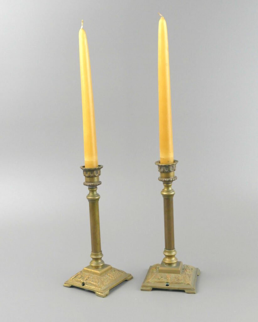 Pair of Antique Brass Lamp Bases / Candlesticks(ready to wire)